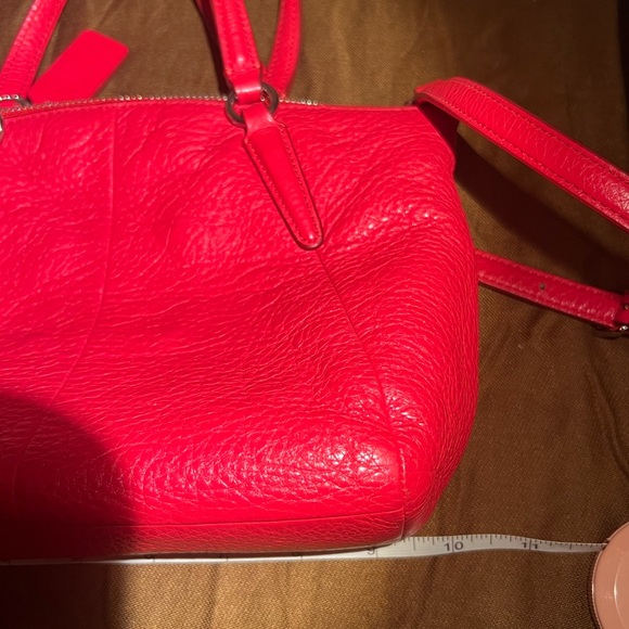 Coach red leather handbag and crossbody w/ gold accents - great condition - Picture 7 of 8